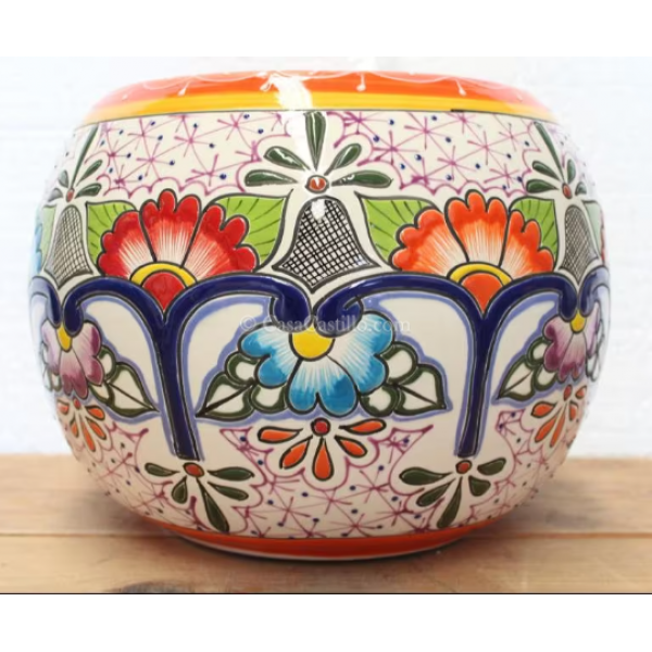 Mexican Talavera Round Planters Flores